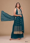 YD 002 Heavy Georgette Sequence Embroidery Palazzo Readymade Suits Wholesale Market In Surat
